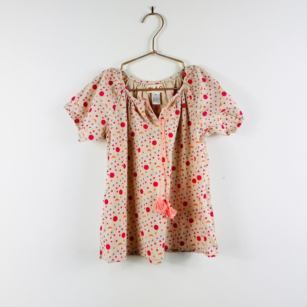 Mi & O 100% cotton little girls peasant top blouse